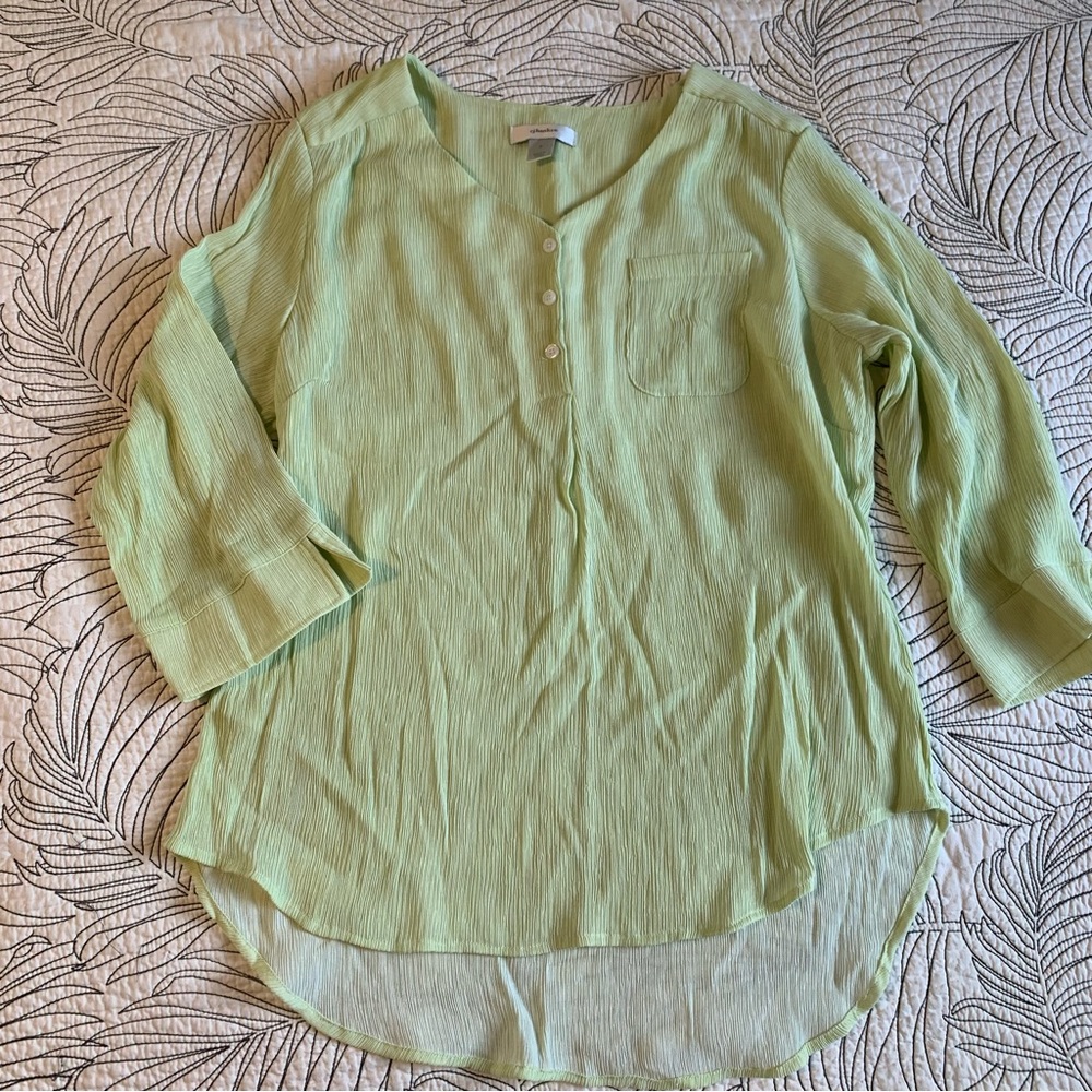CJ Banks Textured Green Flowy Tunic Top